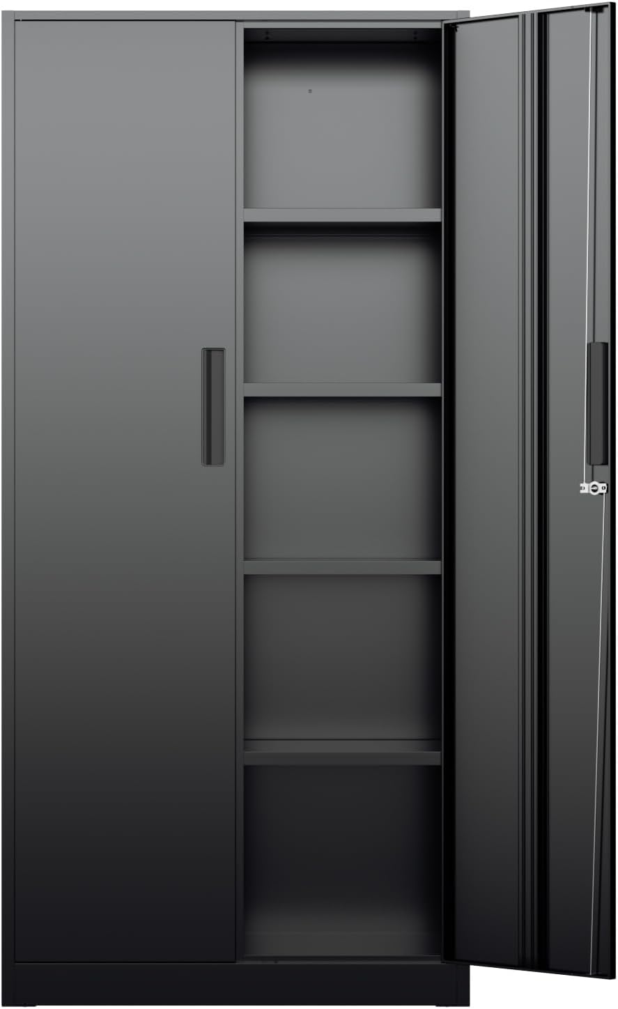 Home Office Furniture - Tall Metal Storage Cabinet Organizer, Locking