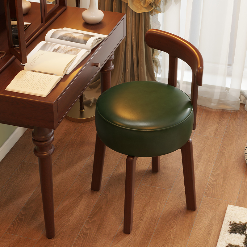 Home Office Furniture - Solid wood rotating dressing chair, leather