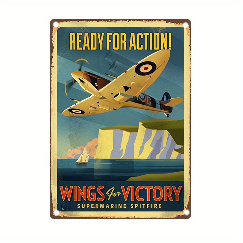 Home Office Design - Vintage Supermarine Spitfire Metal Sign, -