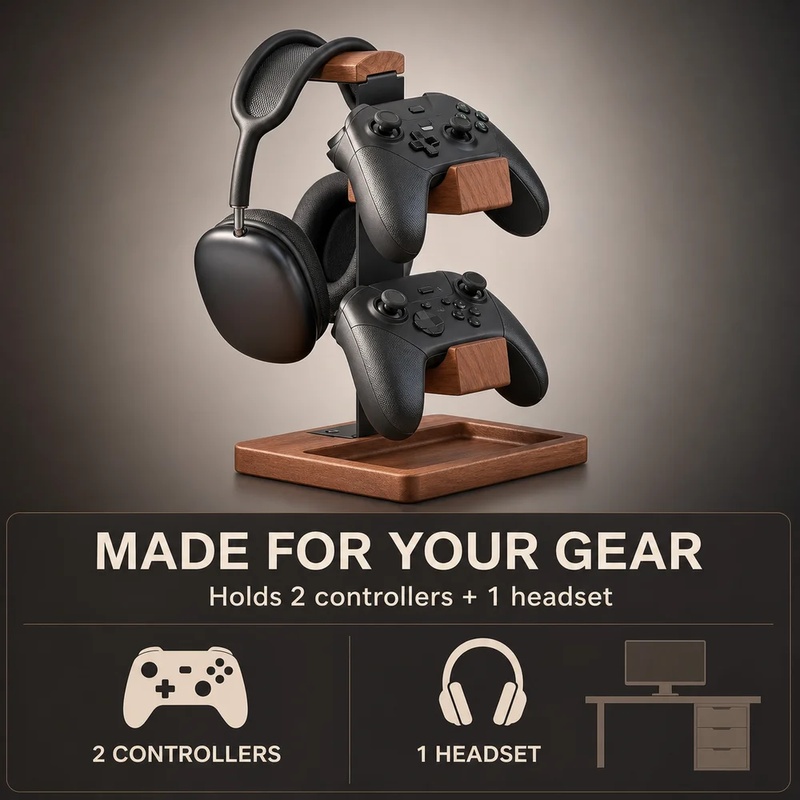 Wooden Headphone Stand Gaming  - огляд і ціна Home Office Headset