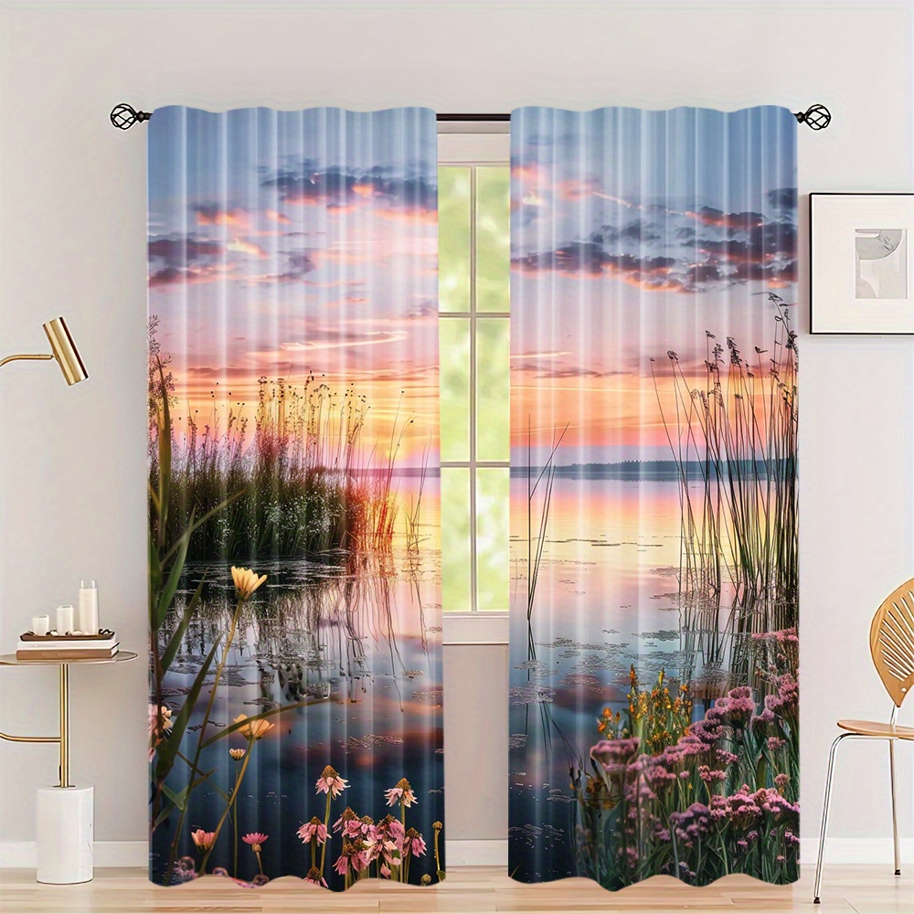 Aesthetic Sunset Nature Curtai - огляд і ціна Home Office With View