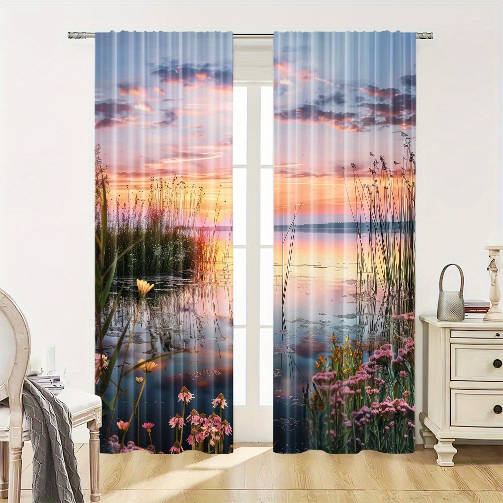 Aesthetic Sunset Nature Curtai - огляд і ціна Home Office With View