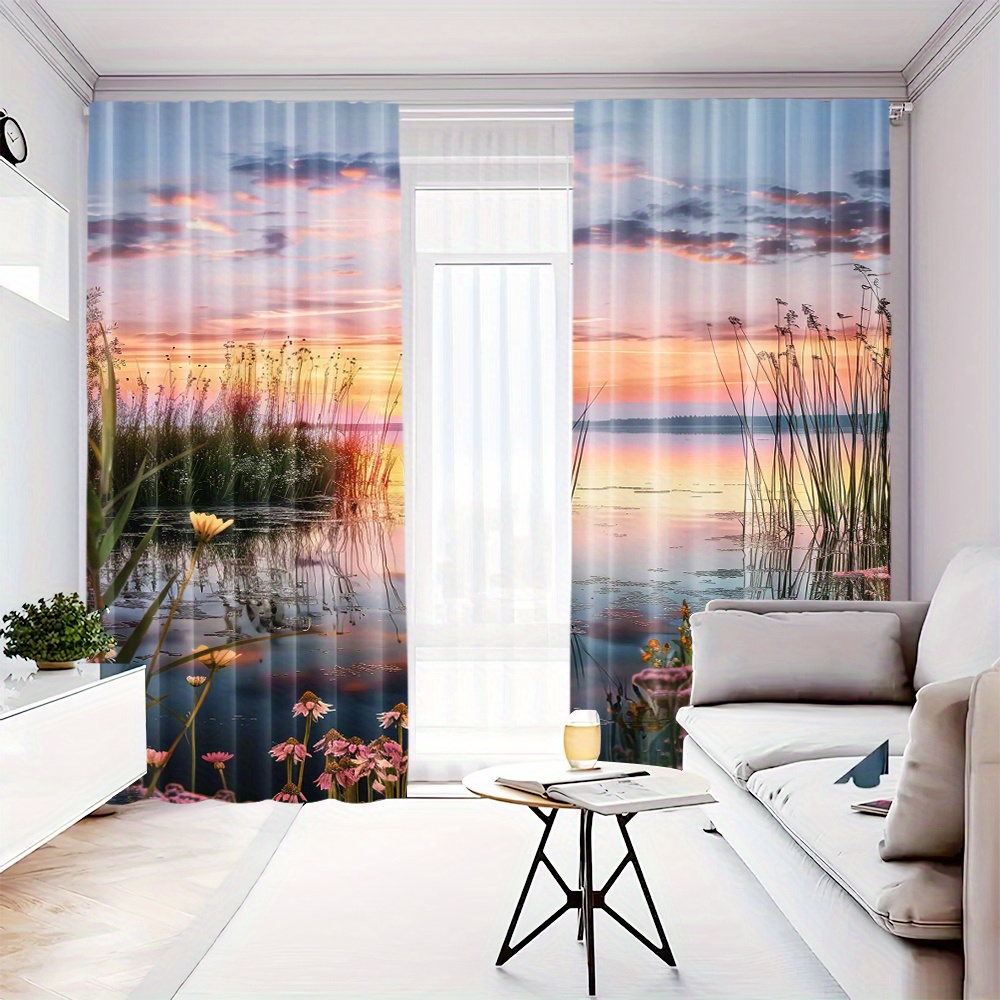 Aesthetic Sunset Nature Curtai - огляд і ціна Home Office With View