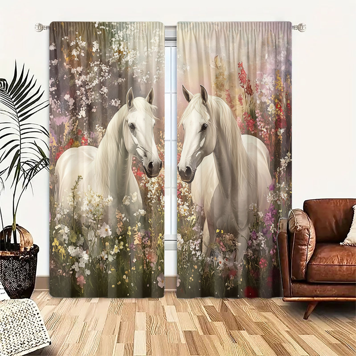Aesthetic Horse Floral Curtain - огляд і ціна Home Office Romance